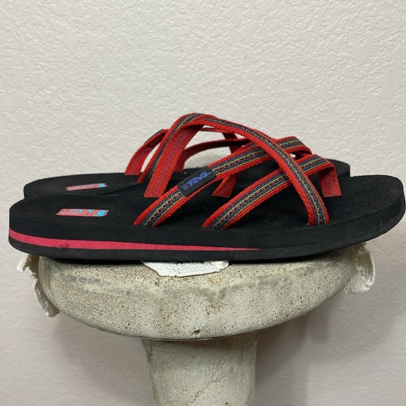 Teva Olowahu Flip Flop Foam Mush Sandals Size 8 Red Black - Picture 4 of 7